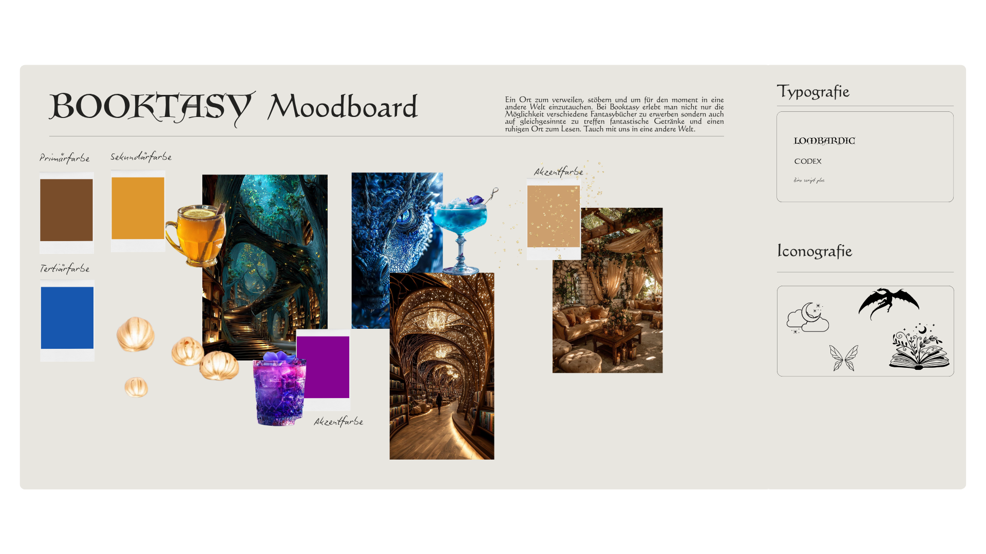 Moodboard Booktasy Solraura Design Agentur